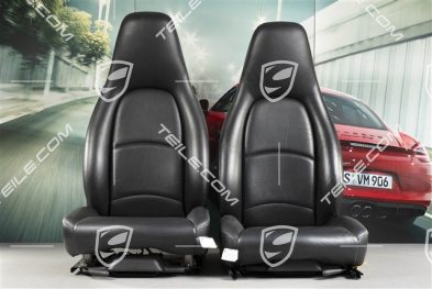 Seats, el. adjustable, leather, black , set (L+R)