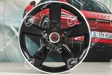 19-inch Cayman S wheel set, 8J x 19 x ET 57 + 9,5J x 19 x ET 45, wheel spokes in black
