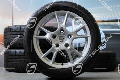 17" Boxster II winter wheels set, rims 6,5J x 17 ET55 + 8J x 17 ET40 + winter tyres 205/55 R17 + 235/50 R17