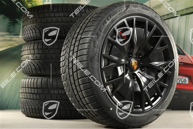 20" Turbo S Aero Design Winterräder Satz, Felgen 9J x 20 ET54 + 11J x 20 ET60 + Pirelli Winterreifen 245/45 R20 + 285/40 R20, schwarz seidenmatt
