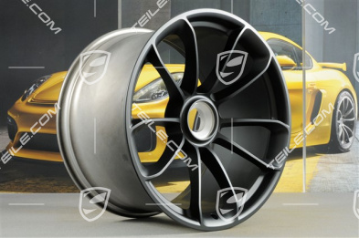 20"+ 21" GT3RS Felgensatz, mit GT3RS Schriftzug, 9,5J x 20 ET50 + 12,5J x 21 ET48, schwarz seidenmatt