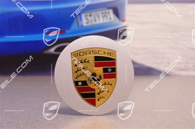 Radzierdeckel, großes farbiges Porschewappen, konvex