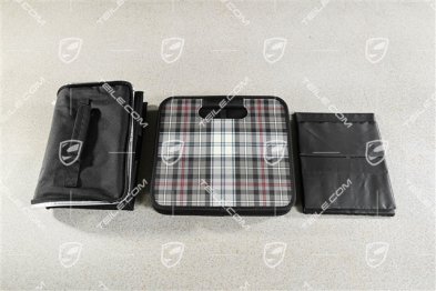 Faltbare Kofferraumbox / Kofferraumtasche, 30 x 27,5 x 50, Turbo 50 Schottenkaro / Tartan inkl. Flascheneinsatz + Kühltascheneinsatz