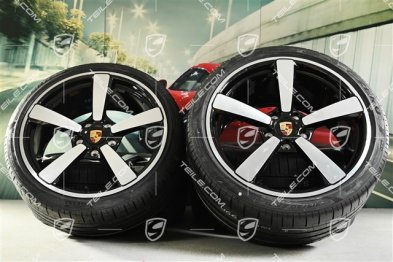 20"+21" Turbo Exclusive Design Sommerräder Satz, Felgen 9,5J x 20 ET44 + 12J x 21 ET70 + NEUE Pirelli Sommerreifen 255/35 R20 + 315/30 R21, schwarz hochglanz