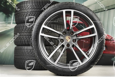 21-inch Cayenne Turbo winter wheel set, rims 9,5J x 21 ET46 + 11,0J x 21 ET58 + Michelin winter tyres 275/40 R21 + 305/35 R21, with TPMS, Titanium