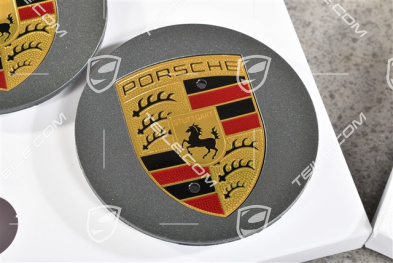 Radzierdeckel Satz, Wappen farbig, vesuvgrau