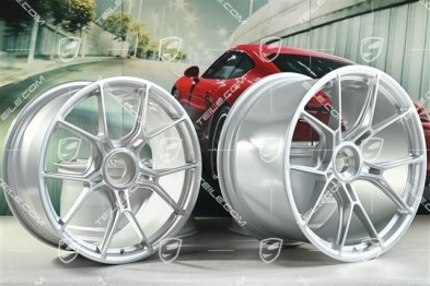 20"+21" GT3 komplet felg, 9,5J x 20 ET46 + 12J x 21 ET45, srebrny brilliant silver
