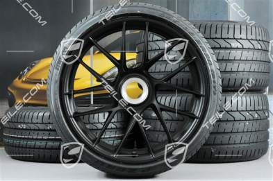 20" Koła letnie, komplet Turbo Sport III do 991.2 GTS, centralne mocowanie, felgi 9J x 20 ET51 + 12J x 20 ET63 + opony letnie 245/35 ZR20 + 305/30 ZR20, czarny satynowy mat
