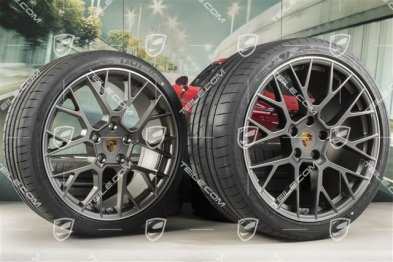 20"+21" koła letnie, komplet RS Spyder Design, felgi 8,5J x 20 ET53 + 11,5J x 21 ET67 + NOWE opony letnie Goodyear 245/35 R20 + 305/30 R21, z czujnikami ciśnienia, Platinum satynowy półmat