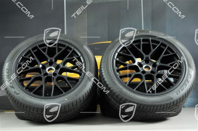 20" "RS Spyder Design" in Schwarz (seidenglanz), Sommerräder Satz, Felgen 9J x 20 ET26 + 10J x 20 ET19 + NEUE Pirelli Sommerreifen 265/45 R 20 + 295/40 R 20, mit RDK-Sensoren