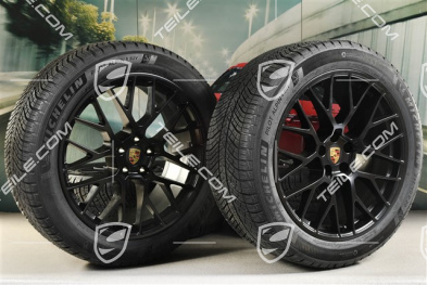 20" "RS Spyder Design" koła zimowe, komplet, felgi 9J x 20 ET26 + 10J x 20 ET19, opony zimowe Michelin Pilot Alpin 5 SUV 265/45 R20 + 295/40 R20, z czujnikami ciśnienia, czarny satynowy półmat