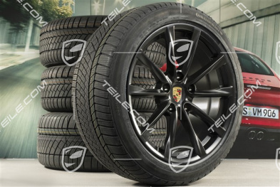 19-inch Boxster S winter wheels set, rims 8J x 19 ET57 + 10J x 19 ET45 + NEW Continental WinterContact TS 830P winter tires 235/40 R19 +265/40 R19, black satin matt