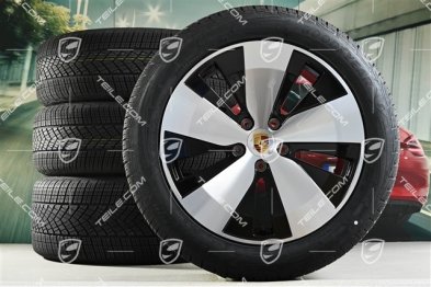 20" koła zimowe Macan, felgi 7,5J x 20 ET32 + 10J x 20 ET49 + opony zimowe Goodyear 235/55 R20 + 285/45 R20, czarny wysoki połysk