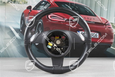 Basic steering wheel, smooth leather, PDK, black