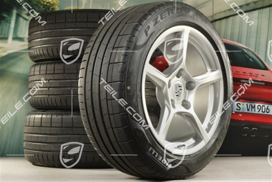 18" Boxster IV summer wheels set, rims 8J x 18 ET57 + 9,5J x 18 ET49, Pirelli P Zero summer tires 235/45 R18 + 265/45 R18