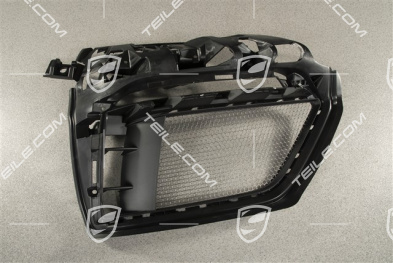 Front bumper retainer frame / grille / vent, lateral, GT4, Black matte, R
