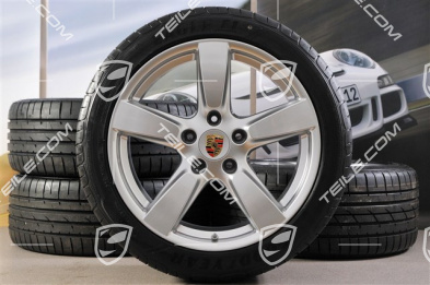 19-inch Cayman S summer wheel set, 8J x 19 ET57 + 9,5J x 19 ET45 + NEW summer tyres 235/40 ZR19 + 265/40 ZR19 + TPM