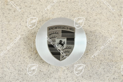 Hub cap, concave, emblem in Turbonite / Rhodium, polished