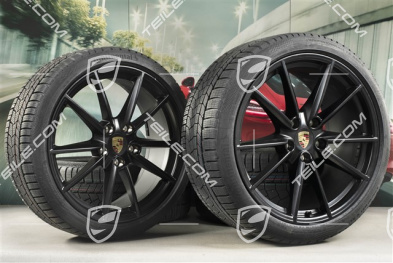 20/21-inch Carrera S winter wheel set, wheel rims 8,5J x 20 ET53 + 11J x 21 ET66 + Continental winter tyres 245/35 R20 + 295/30 R21,  in black satin-mat