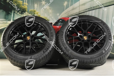 20" "RS Spyder Design" koła zimowe, komplet, felgi 9J x 20 ET26 + 10J x 20 ET19, opony zimowe Michelin Pilot Alpin 5 SUV 265/45 R20 + 295/40 R20, z czujnikami ciśnienia, czarny satynowy półmat