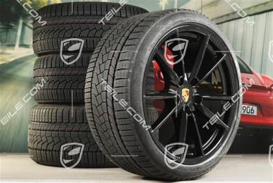 20/21-inch Carrera S winter wheel set, wheel rims 8,5J x 20 ET53 + 11J x 21 ET66 + Continental winter tyres 245/35 R20 + 295/30 R21, in black high gloss