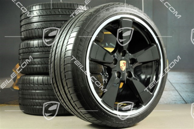 20" Sport Classic summer wheels set, black glossy, rims 9,5J x 20 ET65 + 11,5 x 20 ET63 + NEW Michelin summer tyres 255/40 ZR20 + 295/35 ZR20, with TPM