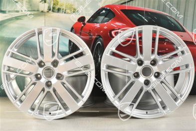 20" Komplet felg Panamera Design 2, 9,5J x 20 ET71 + 11,5J x 20 ET68, srebrny Brilliant chrome