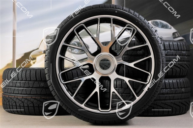 GT3 20" Winterräder Satz "Turbo S" Zentralverschluss, 9J x 20 ET51 + 11J x 20 ET59 + Michelin Winterreifen 245/35 R20+295/30 R20, RDK-Sensoren