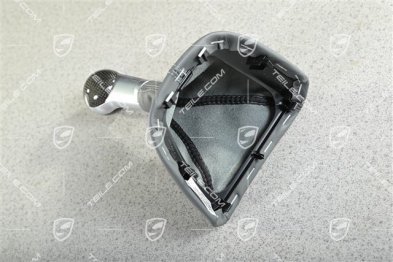 Turbo, Schalthebelknopf, Steingrau Leder / Aluminium mit Carbon, 6-gang schaltgetriebe