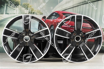 22" Komplet felg Cayenne Sport Classic, 10J x 22 ET48 + 11,5J x 22 ET61, czarny perłowy metalik / Jet Black Metallic