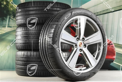 22" Sommerräder Cayenne Coupé Exclusive Design Sport, Felgen 10J x 22 ET48 +11,5J x 22 ET52 + Pirelli Sommerreifen 285/40 R22 + 315/35 R22, in Platinsilber