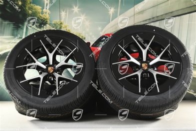 21" Cayenne RS Spyder Design winter wheel set, wheel rims 9,5J x 21 ET16 + 11J x 21 ET37 + NEW Goodyear UltraGrip Performance 3 SUV winter tyres 275/45 R21 + 315/40 R21, black high gloss