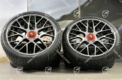 GT3 20" Winterräder Satz "Turbo S" Zentralverschluss, 9J x 20 ET51 + 11J x 20 ET59 + NEUE Michelin Winterreifen 245/35 R20+295/30 R20, RDK-Sensoren