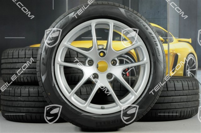 18" Cayman III summer wheels set, rims 8J x 18 ET57 + 9,5J x 18 ET49 + NEW Pirelli P Zero summer tires 235/45 R18 + 265/45 R18