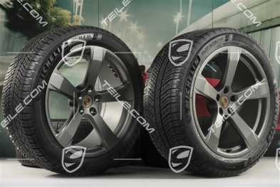 20-inch "Macan Sport" winter wheels set, rims 9J x 20 ET26 + 10J x 20 ET19, Michelin winter tyres 265/45 R 20 + 295/40 R 20, platinum satin matt, with TPMS