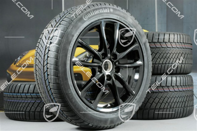 19" Winterräder Satz "Panamera S", Felgen 9J x 19 ET64 + 10,5 J x 19 ET62 + NEUE Continental ContiWinterContact PS830 P Winterreifen 265/45 R19 + 295/40 R19, in Schwarz Hochglanz