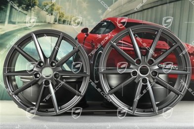 20"+21" Komplet felg Carrera S, 8,5J x 20 ET53 + 11J x 21 ET66, platinum satynowy półmat