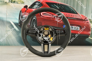 Multifunction steering wheel, Alcantara, Black/Black