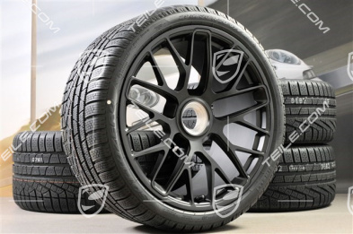 20" Turbo S Koła zimowe komplet do Turbo S / GTS, centralnie mocowane, felgi 8,5J x 20 ET51 + 11J x 20 ET59 + NOWE opony zimowe Pirelli Sottozero II 245/35 R20+295/30 R20, czujniki ciśnienia, czarny półmat satyna