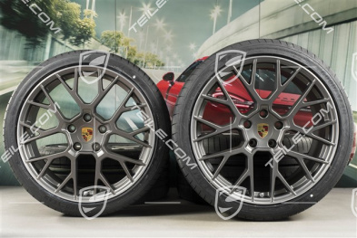 20"+21" koła letnie, komplet RS Spyder Design, felgi 8,5J x 20 ET53 + 11,5J x 21 ET67 + opony letnie Goodyear 245/35 R20 + 305/30 R21, z czujnikami ciśnienia, platinum satynowy półmat