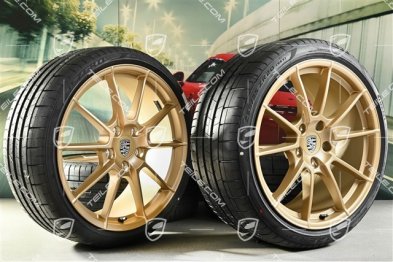 20" 718 Sport / Spyder koła letnie komplet, felgi 8,5J x 20 ET57 + 10,5J x 20 ET47 + NOWE opony letnie Pirelli 235/35 ZR20 + 265/35 ZR20, z czujnikami ciśnienia, aurum satynowy półmat