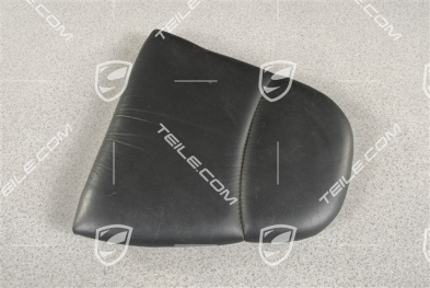 Back seat lower / cushion, Draped leather, Black, L