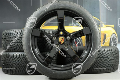 19-inch Cayman S winter wheels set, rims 8J x 19 ET57 + 10J x 19 ET45 + NEW Michelin Pilot Alpin 4 winter tires 235/40 R19 +265/40 R19, black high gloss