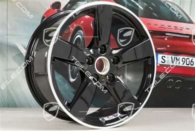 19-inch Cayman S wheel set, 8J x 19 x ET 57 + 9,5J x 19 x ET 45, wheel spokes in black