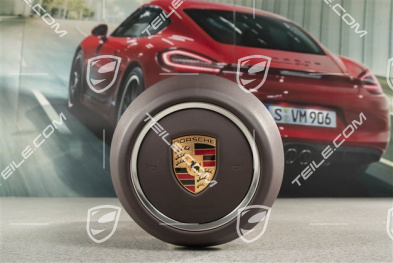 Airbag unit, leather, Marsala red / Galvanic Silver