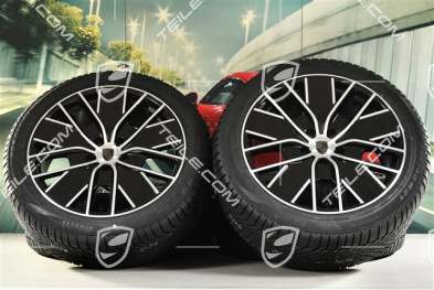 21" Macan Design Winterräder Satz, Felgen 8,5J x 21 ET27 + 10,5J x 21 ET47 + Pirelli Winterreifen 255/45 R21 + 285/40 R21, in Schwarz Hochglanz