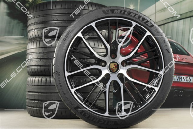 21-inch Panamera Exclusive Design Sport summer wheel set, wheel rims 9,5J x 21 ET71 + 11,5J x 21 ET69 + NEW Michelin summer tyres 275/35 R21 + 315/30 R21, with TPMS, black high gloss