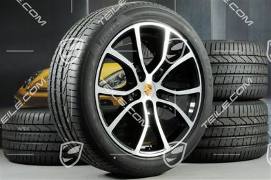 21-inch Cayenne Exclusive Design summer wheel set, rims 9,5J x 21 ET46 + 11,0J x 21 ET58 + NEW Pirelli P Zero summer tyres 285/40 R21 + 315/35 R21, with TPMS, black (high gloss)