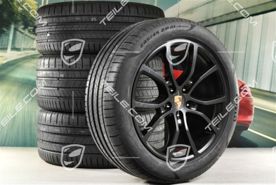 21" Cayenne Coupe Exclusive Design Sommerräder Satz, Felgen 9,5J x 21 ET46 + 11,0J x 21 ET49 + 11,0J x 21 ET49 + Pirelli P Zero Sommerreifen 285/45 R21 + 315/40 R21, mit RDK-Sensoren, Schwarz-Seidenmatt