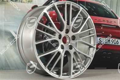 21" Komplet felg Panamera Exclusive Design Sport, 9,5J x 21 ET71 + 10,5J x 21 ET71, platynowo srebrny metalik